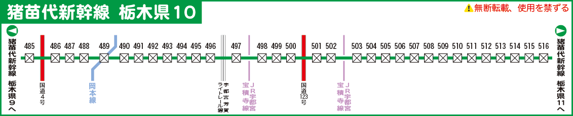 猪苗代新幹線栃木県10路線図