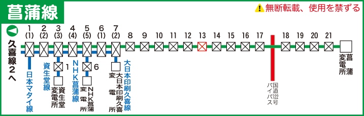 菖蒲線路線図