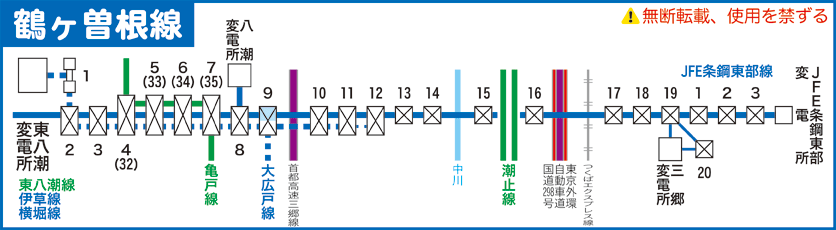 鶴ケ曽根線路線図